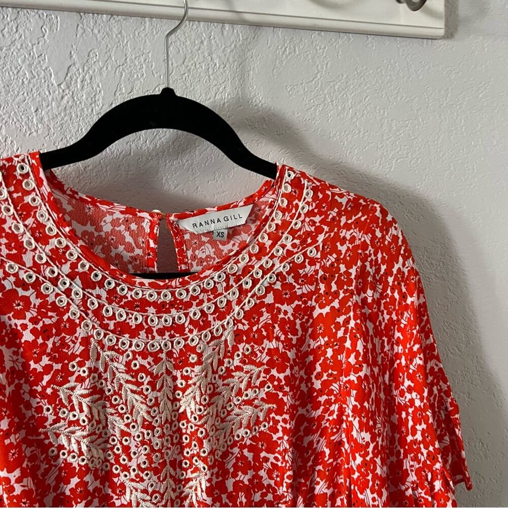Anthropologie Ranna Gill Midtown Embroidered Ruffle Mini Dress - Picture 4 of 6